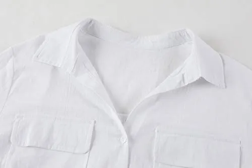 Women's Button Down Roll Up Sleeve Blouse