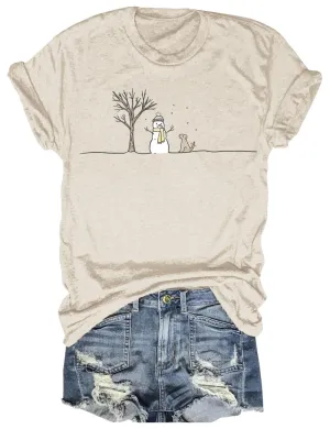 Women's Christmas Snowman T-Shirt Winter Casual Short Sleeve Merry Christmas Xmas Family Party Graphic Tees Tops