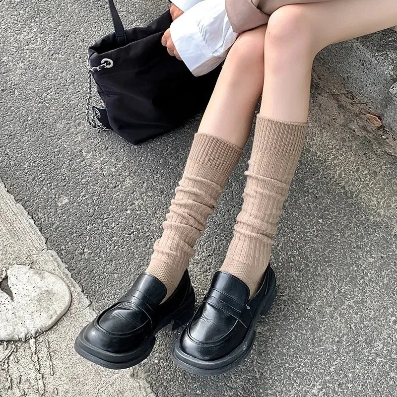 Women's Cotton Over-the-Knee Long Socks - Solid Thigh-High Boot Stockings for Casual Wear