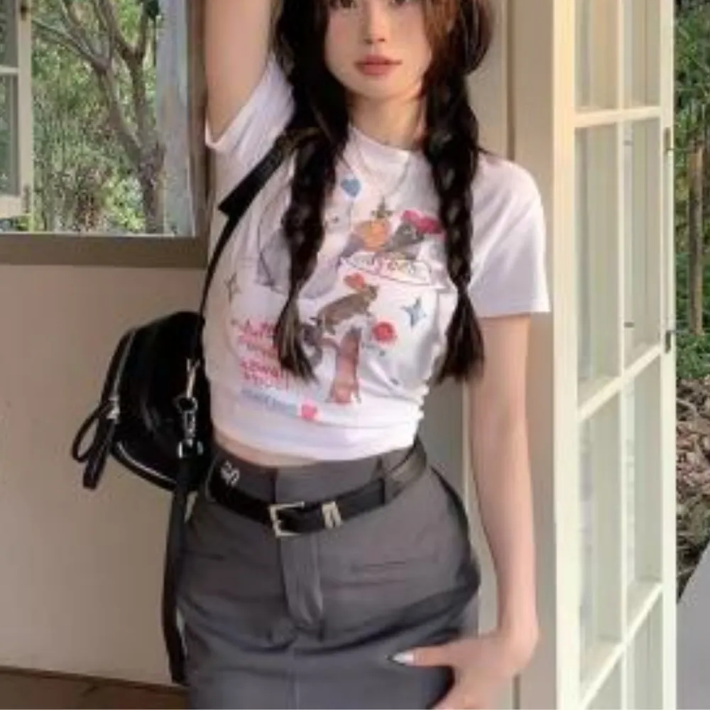 Women's Cute Cat Slim T-shirt