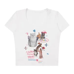 Women's Cute Cat Slim T-shirt