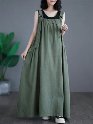 Women's Cute Retro Oversized Denim Suspenders Dress