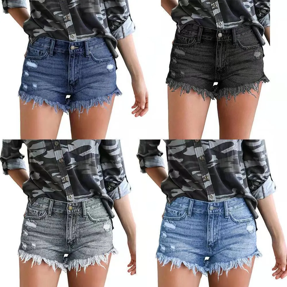 Women’s Frayed Hem Denim Shorts
