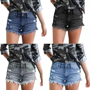 Women’s Frayed Hem Denim Shorts