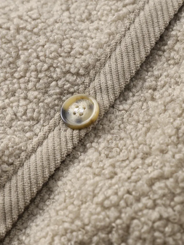 Women's Modern Cropped Sherpa Cardigan with Buttons | Ideal for Autumn/Winter