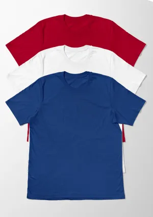 Women's Patriotic Boyfriend Cut T-Shirt Bundle - Red, Blue, White