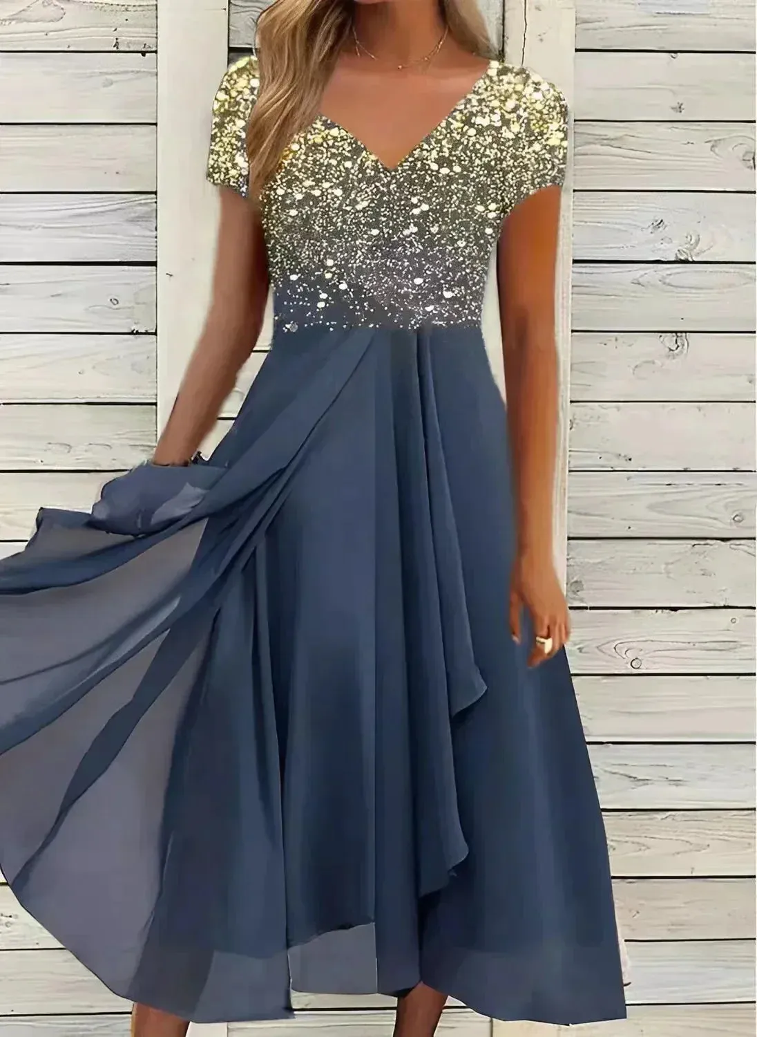 Women's Sparkly Evening Party Dress | Maxi