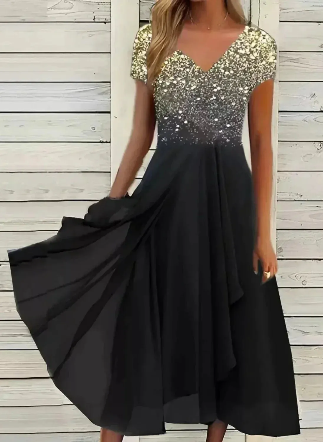 Women's Sparkly Evening Party Dress | Maxi
