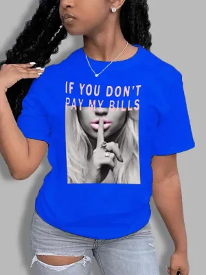 Women's Summer Round Neck Letter Print T-shirt