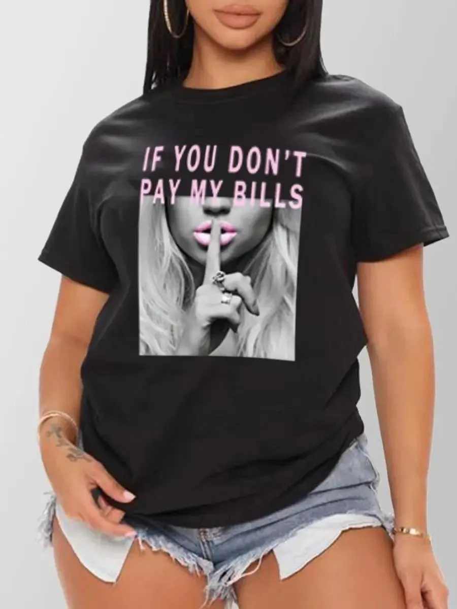 Women's Summer Round Neck Letter Print T-shirt
