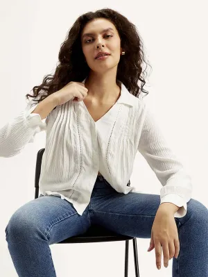 Women's Textured Spread Collar Shirt