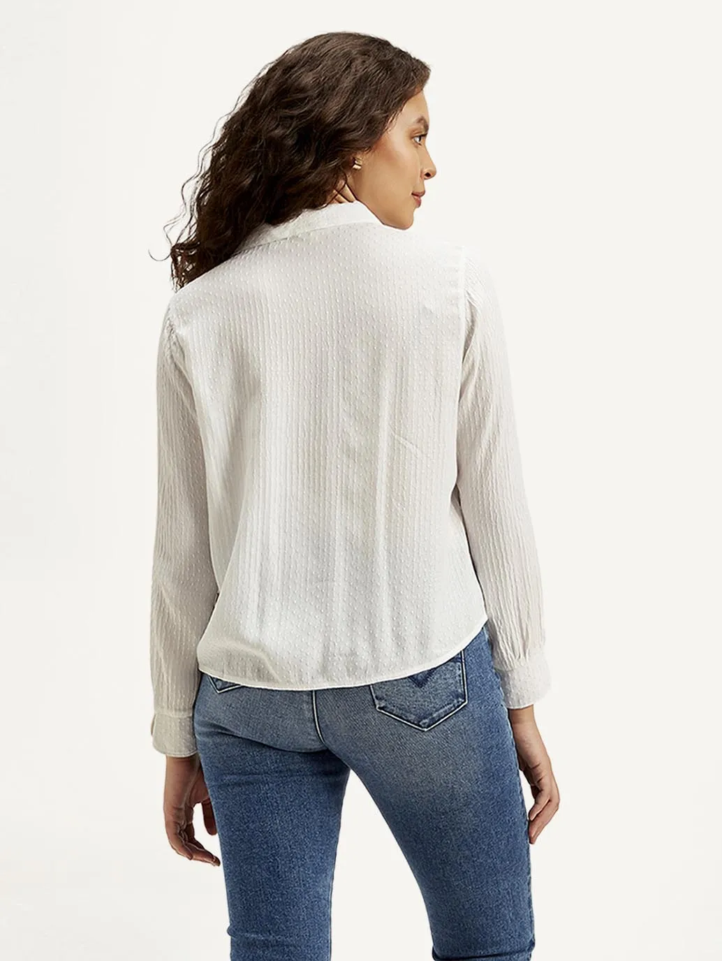 Women's Textured Spread Collar Shirt