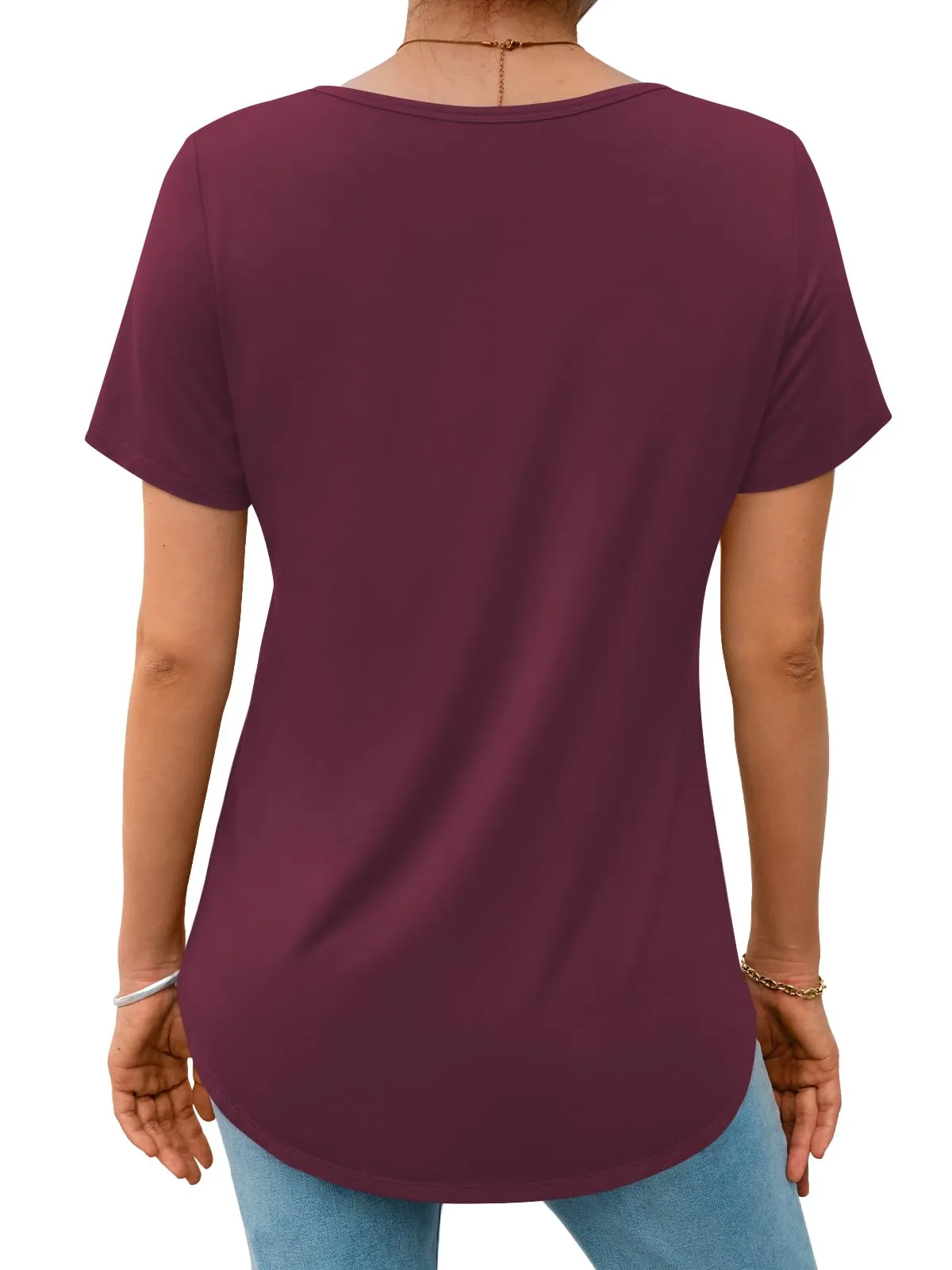 Womens Tops T Shirts Short Sleeve Tees Fashion Trendy Lightweight Basic Soft Casual Summer Outfits Lounge Comfy Clothes 2024 Winered
