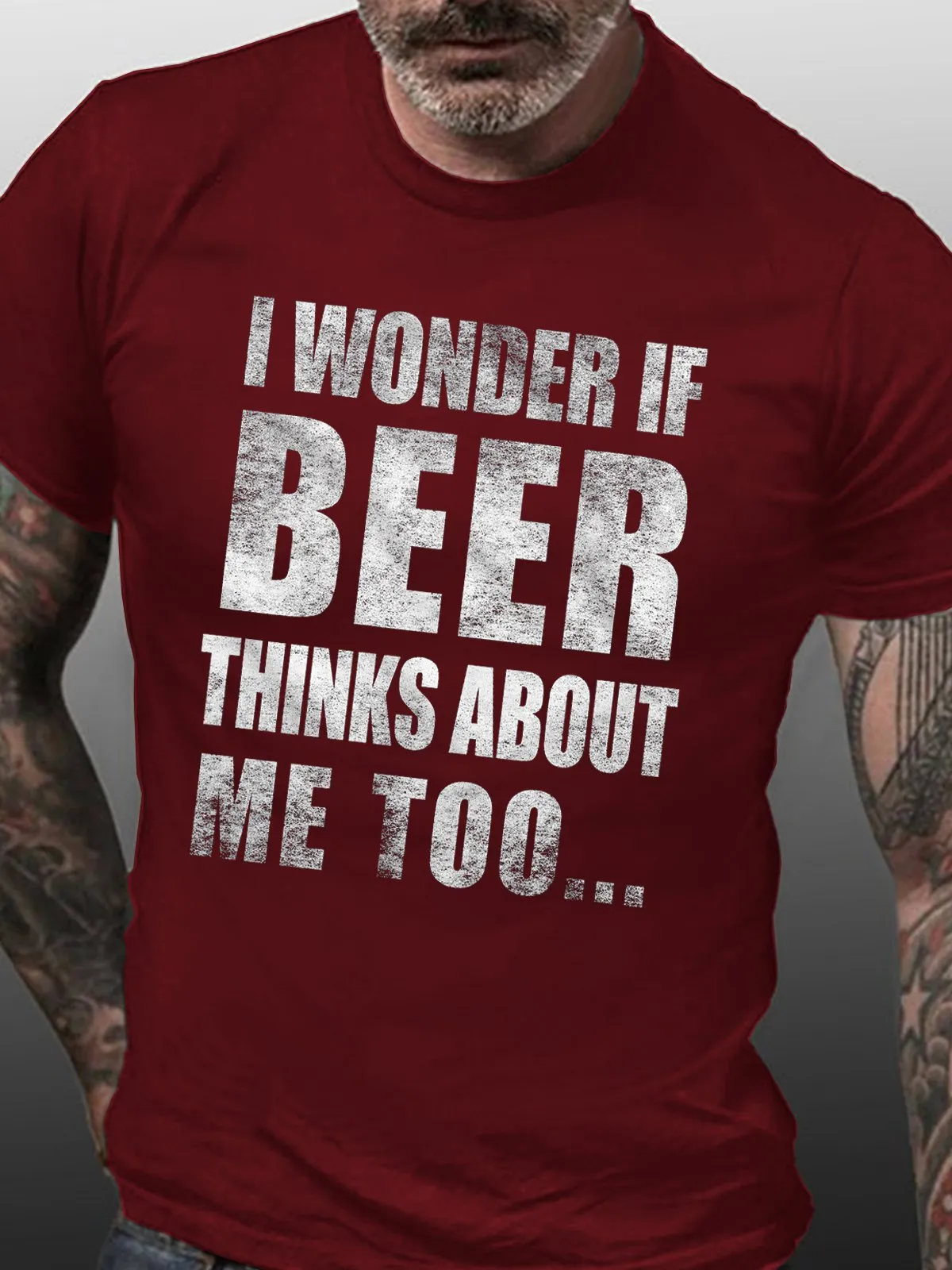 WONDER IF BEER THINKS ABOUT ME MEN'S TSHIRT