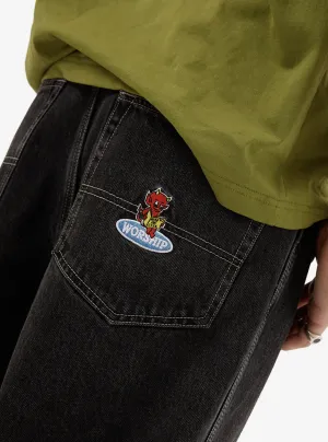 WORSHIP SUPPLIES BE COOL BIG LOUNGER JEAN - BLACK RINSE