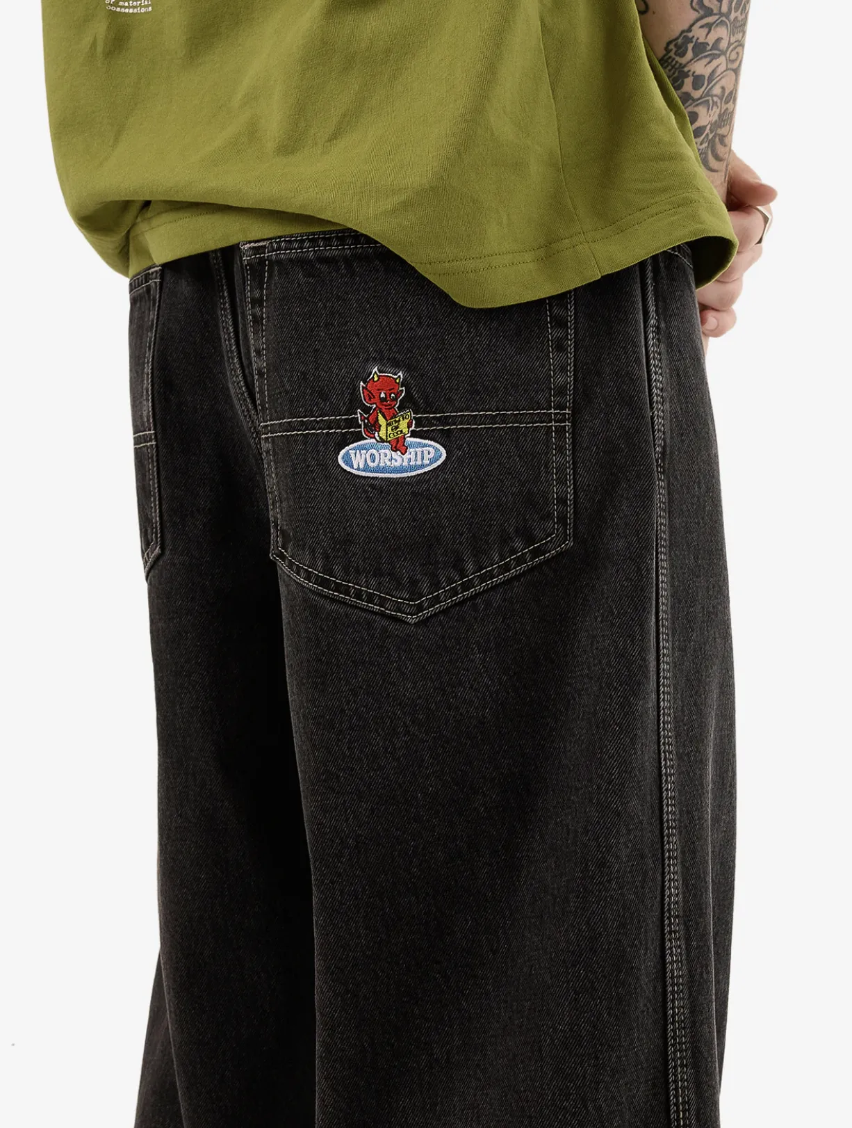 WORSHIP SUPPLIES BE COOL BIG LOUNGER JEAN - BLACK RINSE