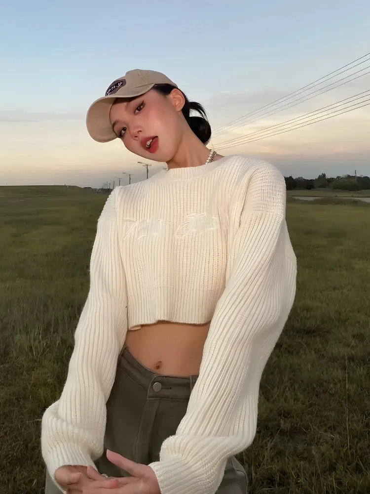 Y2K Cropped Knitted Sweater