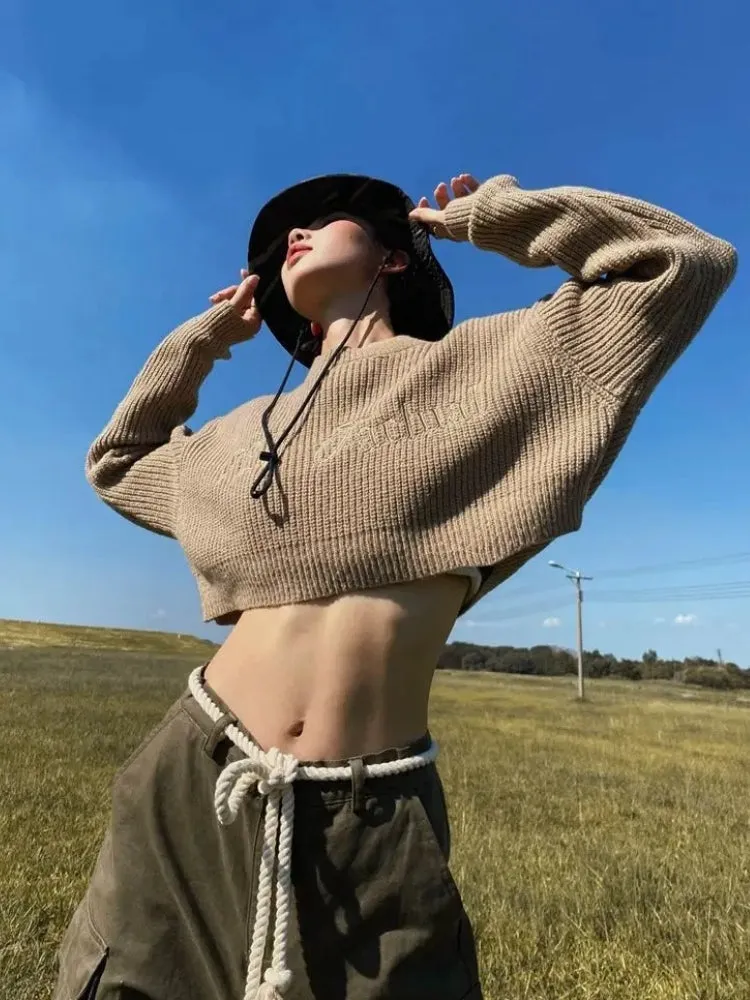 Y2K Cropped Knitted Sweater