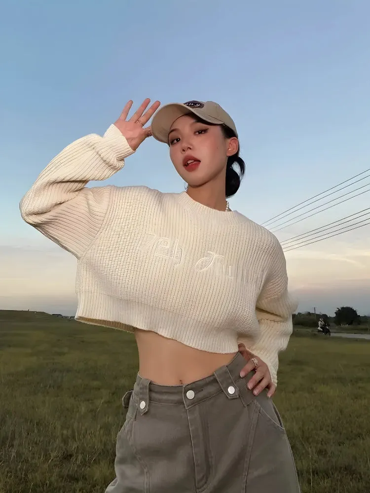 Y2K Cropped Knitted Sweater