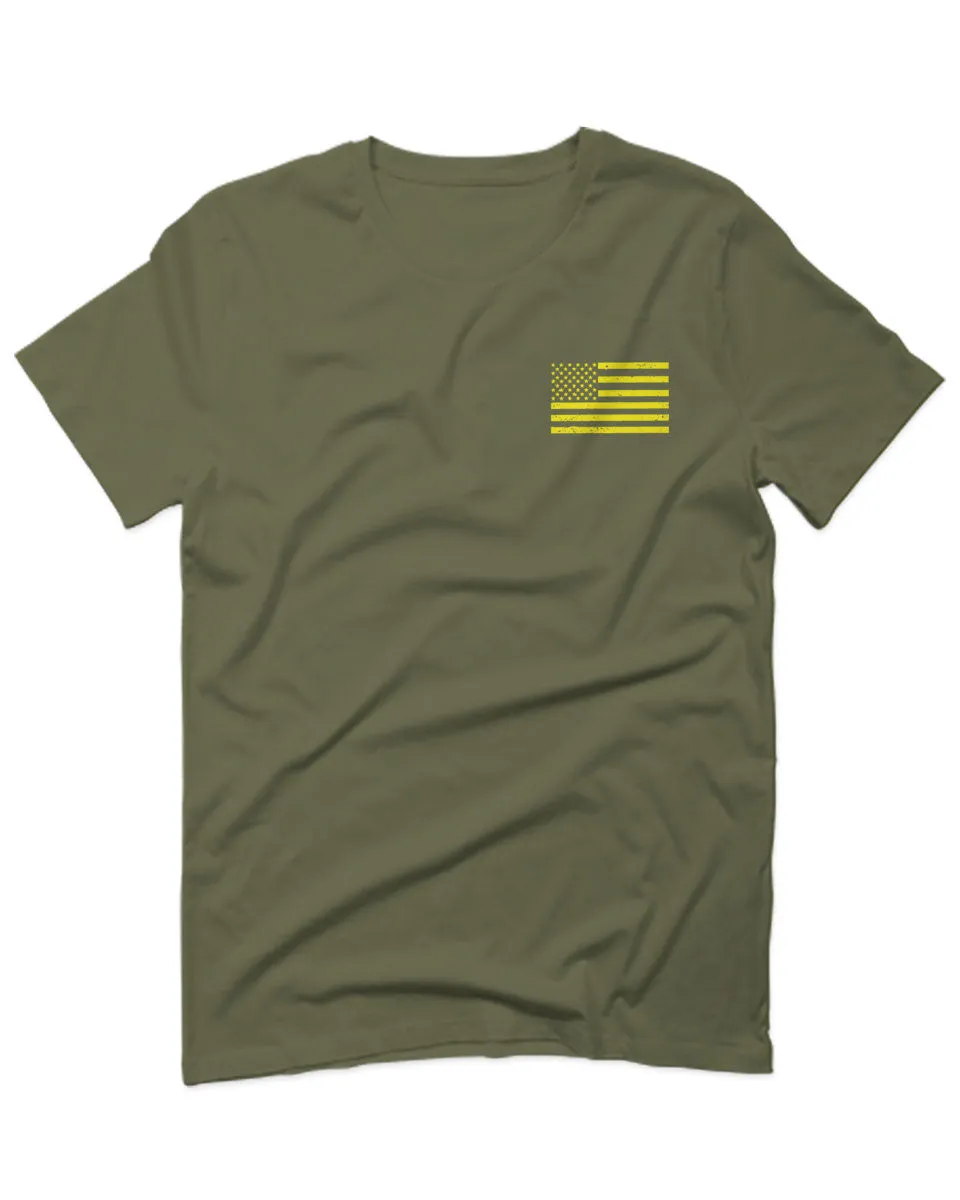 Yellow American Flag United States of America USA Military For men T Shirt