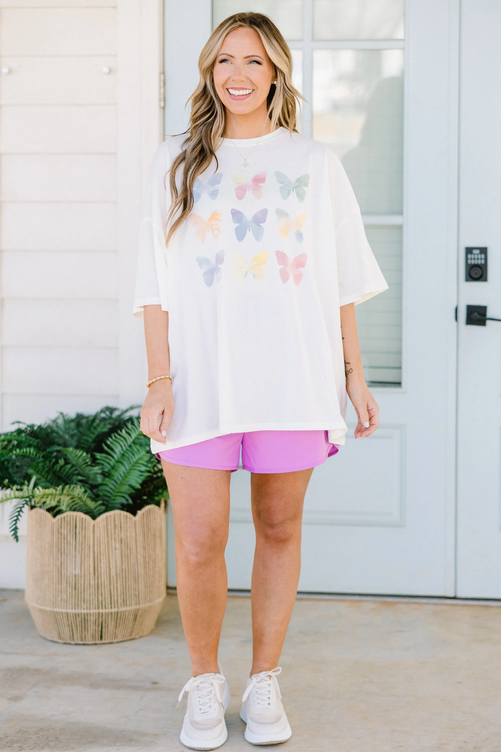 You Give Me Butterflies Boyfriend Tee, Ivory