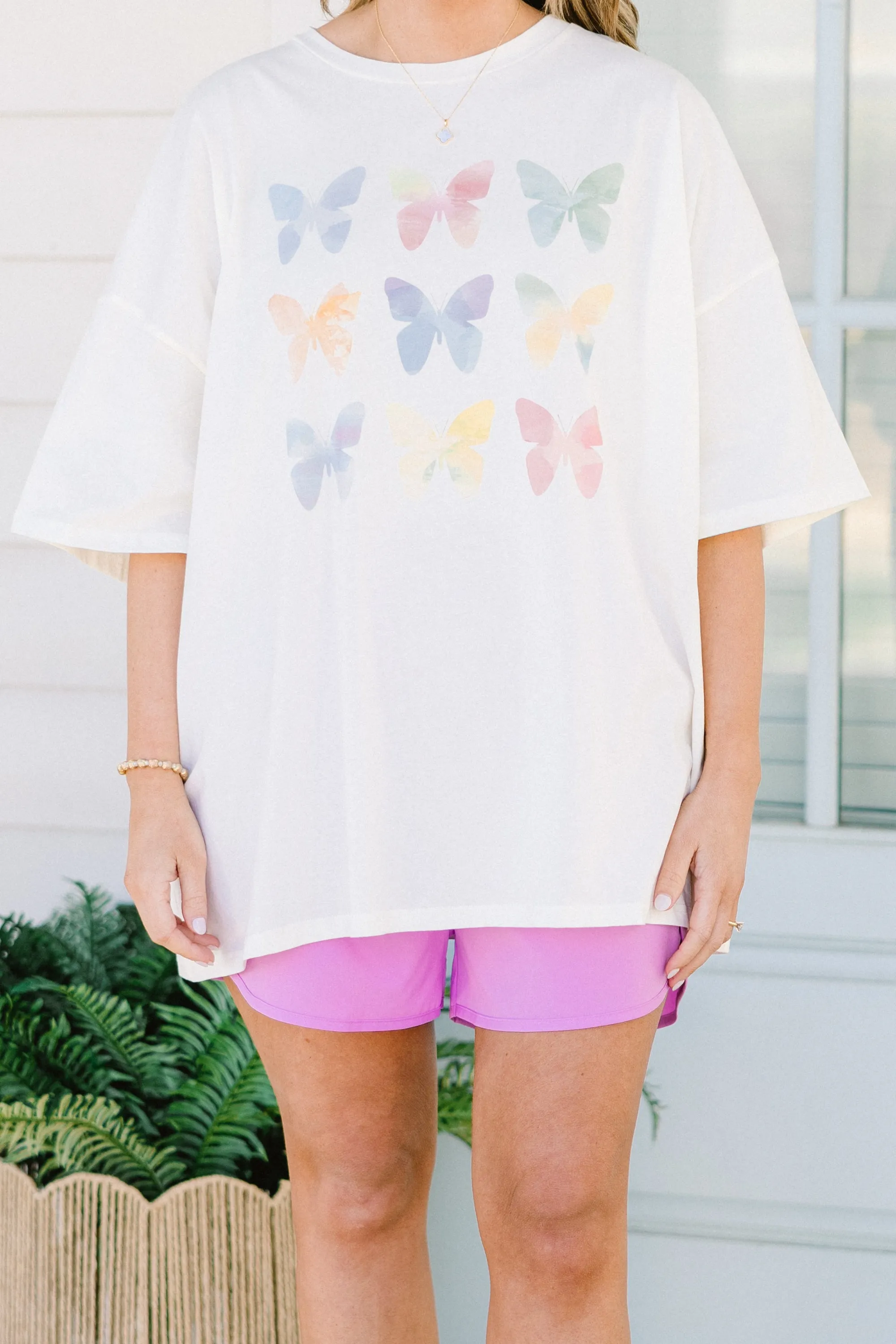 You Give Me Butterflies Boyfriend Tee, Ivory