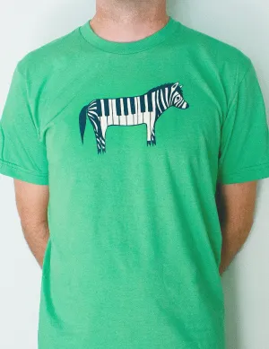 Zebra Piano T-shirt (Green) - Unisex and Ladies Sizes