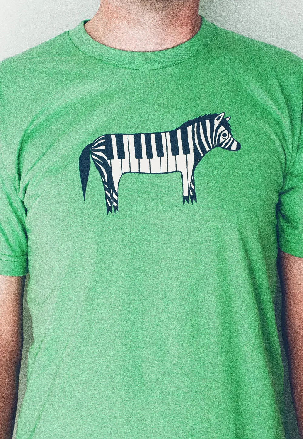 Zebra Piano T-shirt (Green) - Unisex and Ladies Sizes