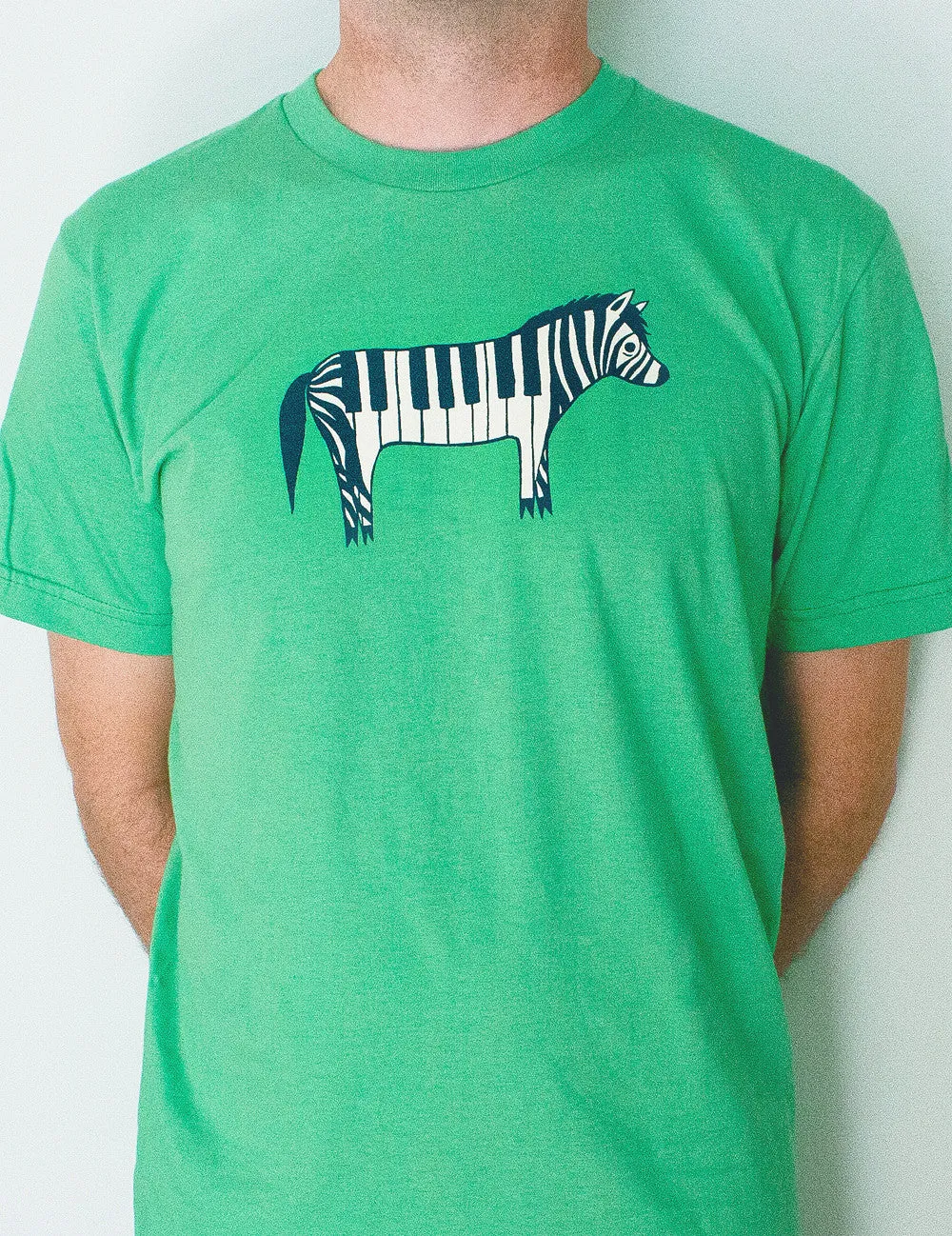 Zebra Piano T-shirt (Green) - Unisex and Ladies Sizes