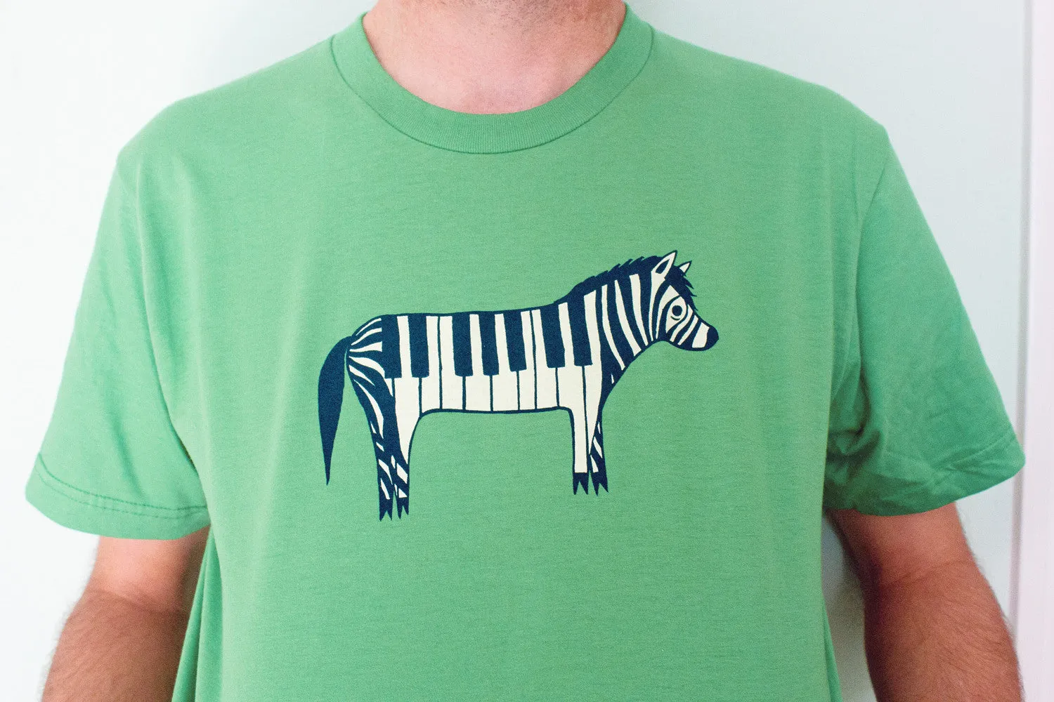 Zebra Piano T-shirt (Green) - Unisex and Ladies Sizes
