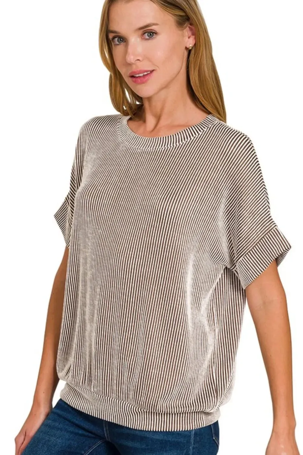 Zenana Corded Rib Short Sleeve T-Shirt