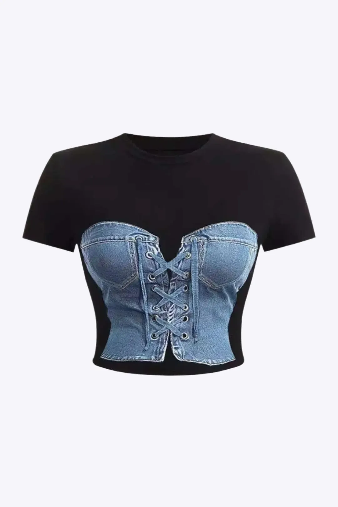 Zipporah - Chic Contrast Round Neck Woman's T Shirt